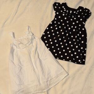 Black and White Polka Dot and White Eyelet Dress Set